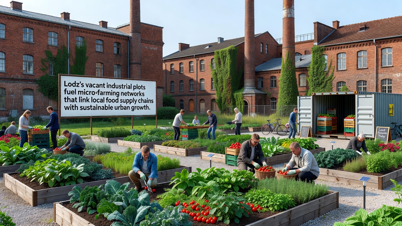 Close-up of schoolchildren receiving fresh produce trays prepared from micro-farm harvests in a Lodz cafeteria setting